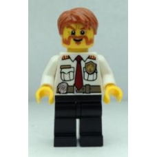 cty380 Fire Chief - White Shirt with Tie and Belt, Black Legs, Dark Orange Short Tousled Hair 